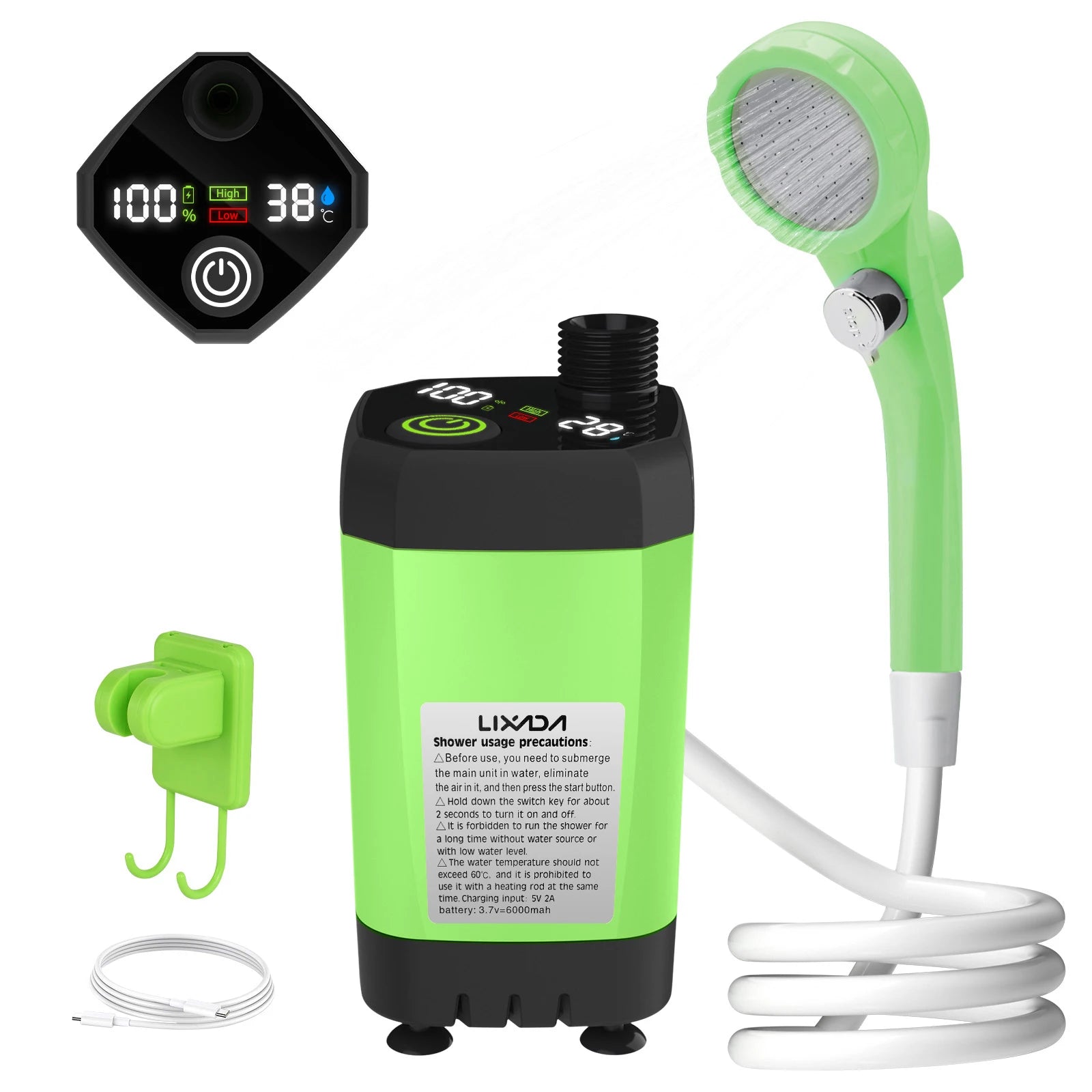Portable Camping Shower Pump Kit – RV Outdoor Shower with Digital Display & Adjustable Flow